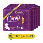 Buy Niine Dry Comfort Ultra Thin XL+ Sanitary Napkins for women, With Biodegradable disposable bags inside (Pack of 4), 24 Pads Count - Purplle