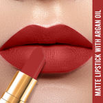 Buy NY Bae Argan Oil Infused Matte Lipstick Runway Range - Passe 8 (4.5 g) | Red | Creamy Matte Finish | Enriched with Argan Oil | Rich Colour Payoff | Full Coverage | Long lasting | Smudgeproof | Weightless | Cruelty Free - Purplle