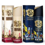 Buy Set Wet Global Edition London Luxury and New York Nights,No Gas Perfume Body Spray & Deodorant For Men, Each 120 ml (Pack of 2) - Purplle