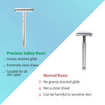 Buy Bombay Shaving Company Silver Metal Precision Safety Razor | 5 Feather Blades Free | Stainless Steel - Purplle