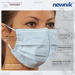 Buy Newnik Disposable Earloop Face Masks Germ Dust Protection Three Layer Non-Woven Fabric Disposable Surgical Face Masks/Surgical Masks/Mouth Masks/Dust Mask 3Ply -100 Pcs (Blue) - Purplle