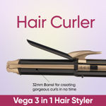 Buy VEGA 3 in 1 Hair Styler - Straightener, Curler and Crimper (VHSCC-01), Black - Purplle