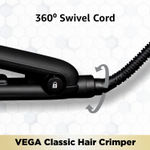 Buy VEGA Classic Hair Crimper With Quick Heat Up & Ceramic Coated Plates, (VHCR-01), Black - Purplle
