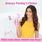 Buy VEGA Insta Glam 1000 Hair Dryer (VHDH-20), White and Pink - Purplle