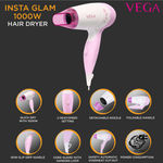 Buy VEGA Insta Glam 1000 Hair Dryer (VHDH-20), White and Pink - Purplle