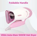 Buy VEGA Insta Glam 1000 Hair Dryer (VHDH-20), White and Pink - Purplle