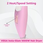 Buy VEGA Insta Glam 1000 Hair Dryer (VHDH-20), White and Pink - Purplle