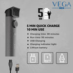 Buy VEGA X-2 Beard Trimmer Runtime: 90 min Trimmer for Men (Black, Silver) - Purplle