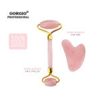 Buy Gorgio 2 In 1 Face Roller And Gua Sha Board Made Of Authentic Rose Quartz, Facial Massager, Jade Roller Alternative, Anti-Aging Facial Massage Gift Set - Purplle