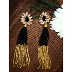 Buy Crunchy Fashion Golden & Black Long Drop & Dangle Earrings - Purplle