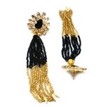 Buy Crunchy Fashion Golden & Black Long Drop & Dangle Earrings - Purplle