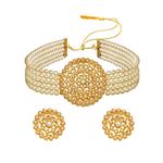 Buy Crunchy Fashion White Pearl Choker Necklace Earrings Set - Purplle