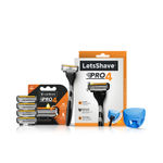 Buy LetsShave Pro 4 Value set for Men - 1 Razor Handle + Pack of 4 Blades Cartridge + 1 razor cap - Purplle