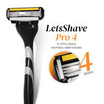 Buy LetsShave Pro 4 Value set for Men - 1 Razor Handle + Pack of 4 Blades Cartridge + 1 razor cap - Purplle