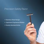 Buy Bombay Shaving Company Silver Metal Precision Safety Razor | 5 Feather Blades Free | Stainless Steel 400 gm - Purplle
