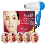 Buy NutriGlow Advanced Meta Facial Kit For Radiant and Glowing Skin, Anti-Aging Fine Lines Oily Prone Treatment, All Skin Types, No Parabens & Sulphate, 250gm+10ml With Blue Hair Dryer - Purplle