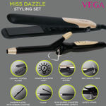 Buy VEGA Miss Dazzle Styling Set, Hair Straightener With Ceramic Coated Plates & 19 Mm Barrel Hair Curler Combo (VHSS-02), Black - 1 Pc - Purplle