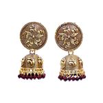 Buy Crunchy Fashion Traditional Gold Plated Maroon Pearls Jhumka Jhumki Earrings - Purplle