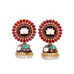 Buy Crunchy Fashion Traditional Gold Plated Maroon Kundan Jhumka Jhumki Earrings - Purplle