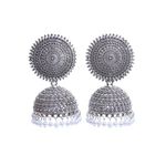Buy Crunchy Fashion Oxidized Silver Drop Jhumki Jhumka Earrings - Purplle