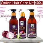 Buy NutriGlow NATURAL'S Onion Combo of 3: Hair Shampoo (300 ml)/ Hair Conditioner (300 ml) & Hair Oil (100 ml) With Onion Seed Oil - Purplle