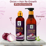 Buy NutriGlow NATURAL'S Combo of 2 Onion Hair Shampoo (300 ml) & Hair Oil (100 ml) For Anti Dandruff/ Damage Repair - Purplle