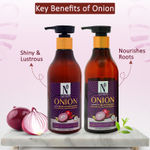 Buy NutriGlow NATURAL'S Combo of 2 Onion Hair Shampoo (300 ml) & Hair Conditioner (300 ml) With Onion Seed Oil, Tea Tree & Bhringraj - Purplle