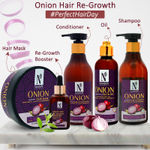 Buy NutriGlow NATURAL'S Onion Combo of 5: Hair Shampoo (300ml)/ Hair Conditioner (300ml)/ Hair Oil (100ml)/ Hair Mask (200gm) & Hair Re-Growth Booster (50ml) - Purplle