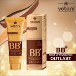 Buy Vetoni BB+ Foundation cream for face makeup natural shade for oily and dry skin, (Pack of 4), 240 gm, Gold - Purplle