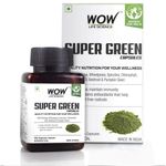Buy WOW Life Science Super Green Capsules - 60 Veg Capsules - Purplle