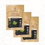 Buy Khadi Essentials Ayurvedic Charcoal Serum Sheet Mask For Detan & Detox with Green Tea, Aloe Vera, and Fermented Beans (Pack of 3*25g) - Purplle