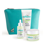 Buy mCaffeine Green Tea Breakout Care Kit with Free Teal Pouch | Mildly Cleanses, Soothes Irritation and Hydrates the Face from AM to PM | Pack of 3 - Purplle