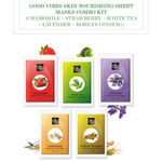 Buy Good Vibes Skin Nourishing Sheet Masks Combo Kit (Chamomile + Strawberry + White Tea + Lavender + Korean Ginseng) - Purplle