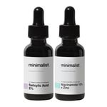 Buy Minimalist 10% Niacinamide face Serum with Matmarine + Zinc + Acetyl Glucosamine 30 ml + Minimalist 2% Salicylic Acid Face Serum For Acne Blackheads & Open Pores 30ml - Purplle
