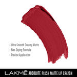 Buy Lakme Absolute Plush Matte Lip Crayon 101 Runway Red (2.8 g) - Purplle