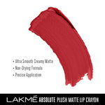 Buy Lakme Absolute Plush Matte Lip Crayon 102 Fierce Red (2.8 g) - Purplle