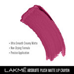 Buy Lakme Absolute Plush Matte Lip Crayon 202 Pink Party (2.8 g) - Purplle