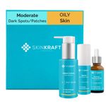 Buy SkinKraft Moderate Dark Spots - Dark Patches Skincare For Oily Skin - Customized Skincare Kit - 3 Product Kit- Oily Skin Cleanser + Oily Skin Moisturizer + Moderate Dark Spots - Dark Patches Active Serum - Dermatologist Approved - Purplle