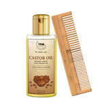 Buy TNW-The Natural Wash Combo of 100 % Pure Castor Oil & Neem Comb | Castor Oil For Hair ,Skin,Eyelashes And Nails 100 ml | Wooden Neem Comb , Elminiates Infections And Toxins - Purplle