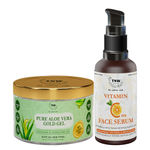 Buy TNW-THE NATURAL WASH Vitamin C Face Serum|Skin Clearing Serum, Face Brightening Anti-Aging Serum & Pure Aloe Vera Gel for Face Freshly Cut Aloe Plant with GOLD Combo of 2 - Purplle