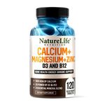 Buy Nature life Nutrition Calcium Magnesium Zinc with D3 & B12 Supplement 1104mg (120 Veg Tablet) for Bone, Joint & Immunity Support - Purplle