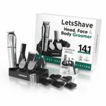Buy LetsShave Head, Face & Body Groomer for Men, 6 Grooming Heads + 6 Combs + 1 Stand | 90Min Runtime & Water Proof | Full Body Trimmer, Nose Trimmer, Grooming Kit, Shaver Head - Purplle