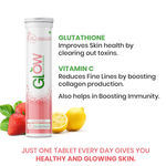 Buy GlowGlutathione 2 in 1 Dermatologist Formulated Japanese L-Glutathione 500 mg +Natural Vitamin C 1000 mg, Antioxidant for Skin , 60 Sugar Free Effervescent Tablets(Strawberry and lemon Flavor )  - Purplle