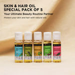 Buy Soulflower Skin & Hair Oil Special Pack of 5, For the Ultimate Beauty Routine Action(20 ml Each), 100% Pure, Natural and Coldpressed - Purplle