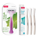 Buy Sirona 4 Blade Reusable Razor for Women - 1 Unit with Blink and Glow Face Razor - 3 Razors - Purplle