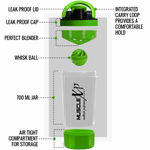 Buy MuscleXP Gym Power XP Shaker 100 % Leakproof Guarantee Shaker Blender 700 ml with Compartment, For Protein, Pre Workout and BCAAs, BPA Free Material Sipper Bottle (Tranparent & Green) - Purplle