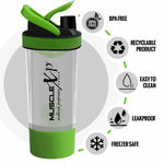 Buy MuscleXP Gym Power XP Shaker 100 % Leakproof Guarantee Shaker Blender 700 ml with Compartment, For Protein, Pre Workout and BCAAs, BPA Free Material Sipper Bottle (Tranparent & Green) - Purplle