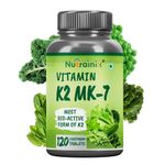 Buy Nutrainix Vitamin K2 MK7 Supplement | Light & Mineral Stable, High Potency Vitamin K2 as MK7 Supports Healthy Heart | Stronger Bones & Teeth – 120 Vegetarian Tablets - Purplle