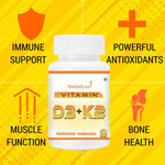 Buy HerbalLeaf Vitamin D3+K2 MK7 High Potency Supplement Supports Heart & Bone Health, 120 Veg Tablet - Purplle