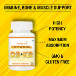 Buy HerbalLeaf Vitamin D3+K2 MK7 High Potency Supplement Supports Heart & Bone Health, 120 Veg Tablet - Purplle